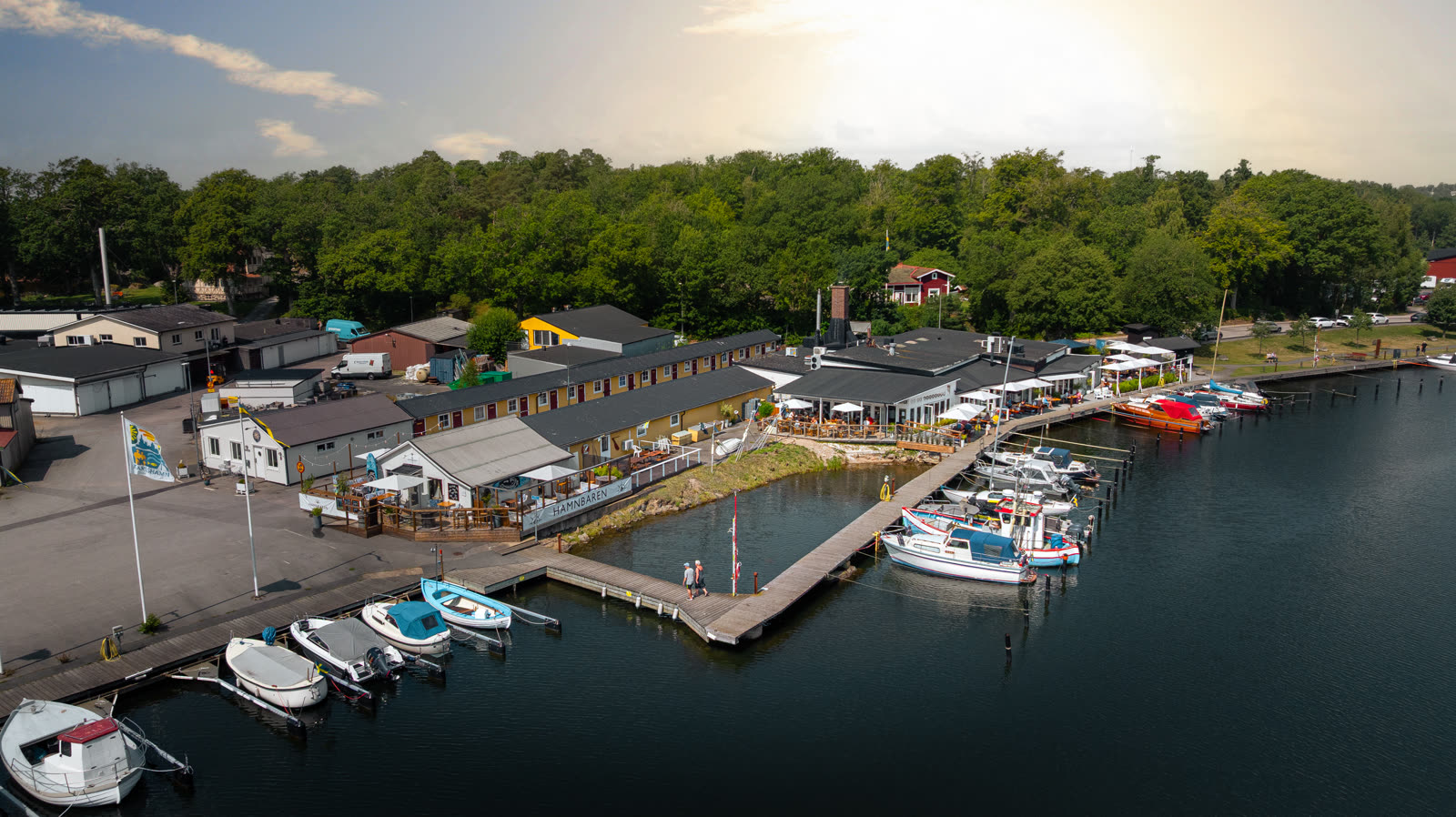 Drone view of My Camping coastline at Tredenborg or Kollevik