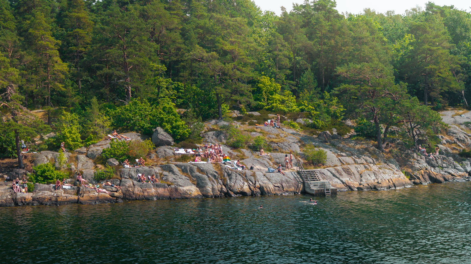 Aerial drone photo of My Camping campsite and shoreline in Sweden