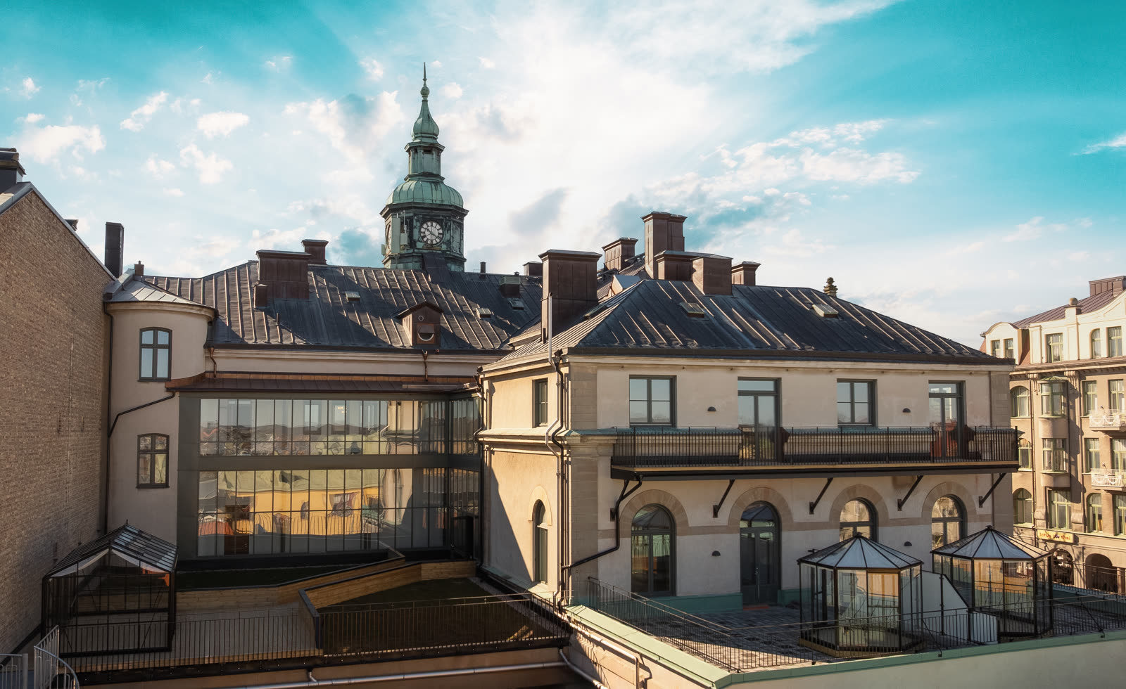 Aerial drone view of Hansa Bygg construction project in Kalmar